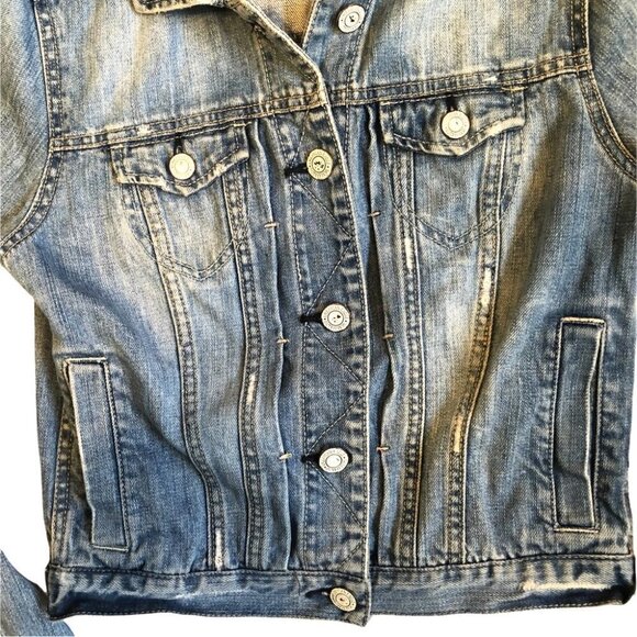 American Eagle Tomgirl  Cropped Denim Jacket Size Sm - Picture 5 of 11
